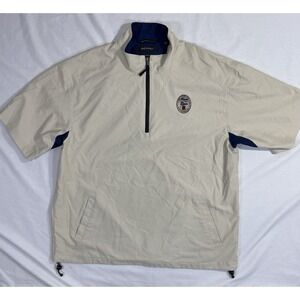 Greg Norman Vented‎ Windbreaker Jacket Beige Blue Michelob Ultra Open Golf Large